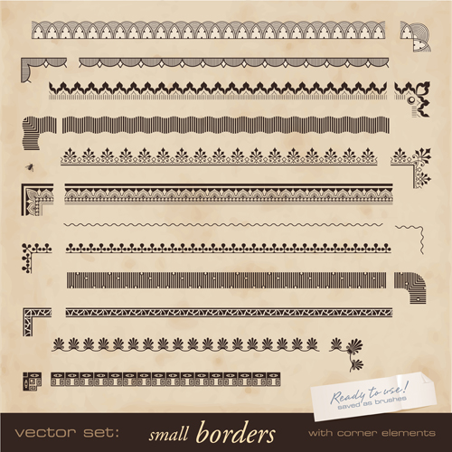 Vintage borders with corner elements vectors 04