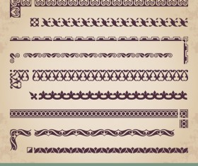Vintage borders with corner elements vectors 05