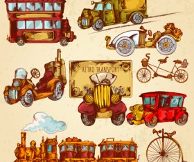 Vintage travel object elenemts vector 01