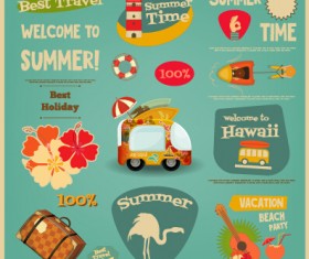 Vintage travel sticker with logos vectors 01
