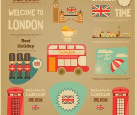 Vintage travel sticker with logos vectors 03