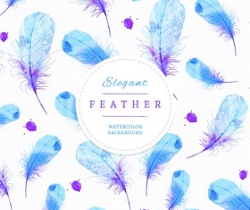 Watercolor feather art background vector