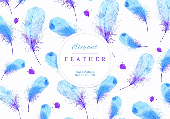 Watercolor feather art background vector