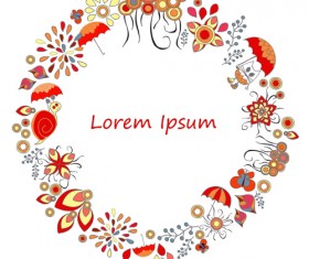 Weather elements cartoon wreath vector 01