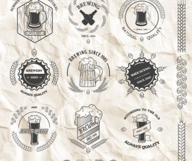 Wheat beer retro labels vector set 01