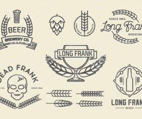Wheat beer retro labels vector set 02