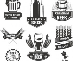 Wheat beer retro labels vector set 03