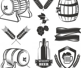 Wheat beer retro labels vector set 04