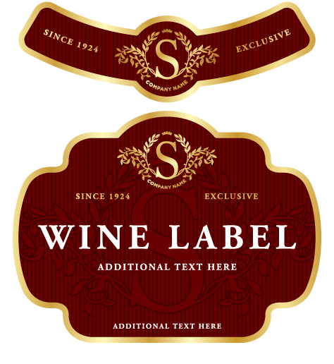 Wine label vintage design vector material set 01
