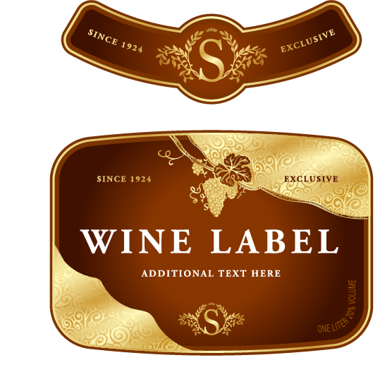 Wine label vintage design vector material set 03