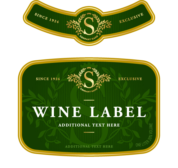 Wine label vintage design vector material set 04
