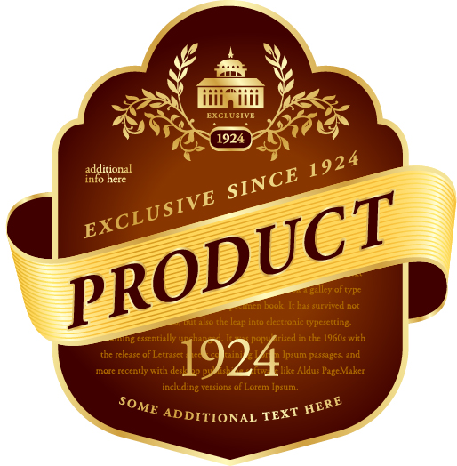 Wine label vintage design vector material set 09