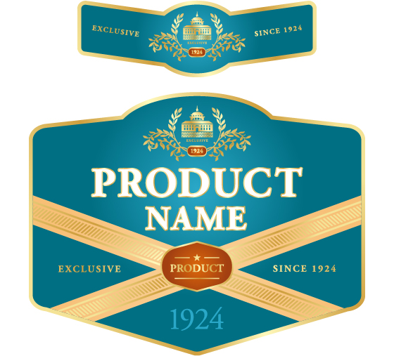 Wine label vintage design vector material set 19