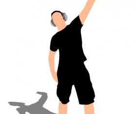 Young man with music vector illustration 01