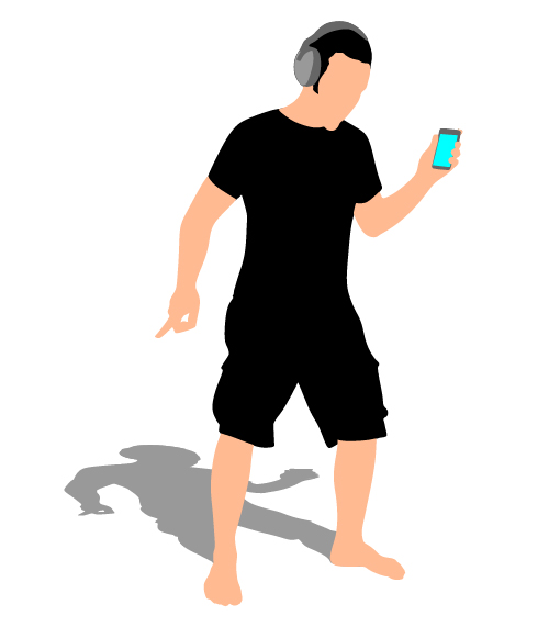 Young man with music vector illustration 03