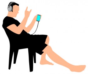 Young man with music vector illustration 04