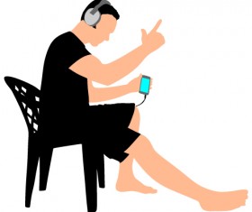 Young man with music vector illustration 05