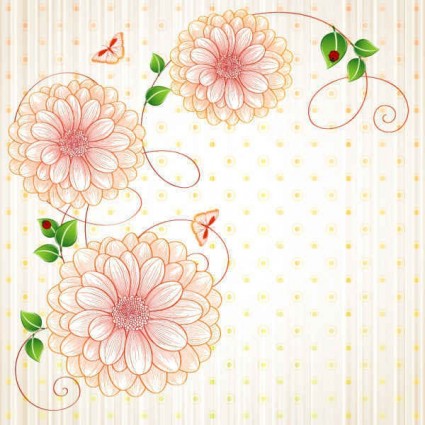 Cute floral art background vector material 02