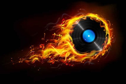 Flame with CD background vector
