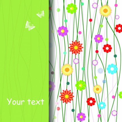 Cute spring floral background vector set 01