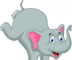lovely cartoon elephant vector material 04