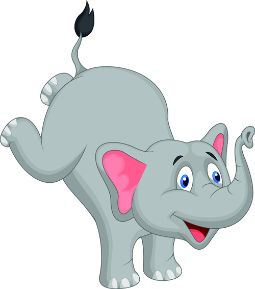 lovely cartoon elephant vector material 04