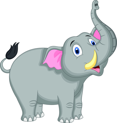 lovely cartoon elephant vector material 05