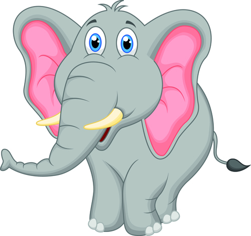 lovely cartoon elephant vector material 06