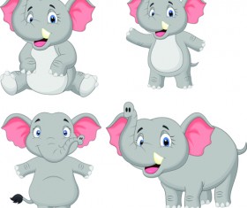 lovely cartoon elephant vector material 07