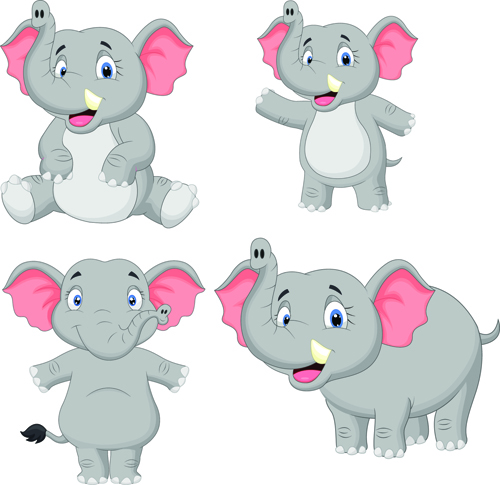 lovely cartoon elephant vector material 07