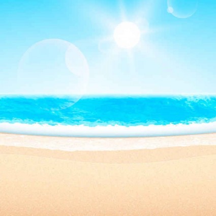 Summer beach with sun background vector set