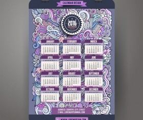 2016 Fashion Calendar floral vector