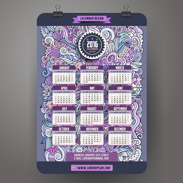 2016 Fashion Calendar floral vector