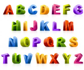 3D colorful alphabets design vector