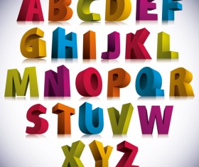 3D colorful alphabets vector design