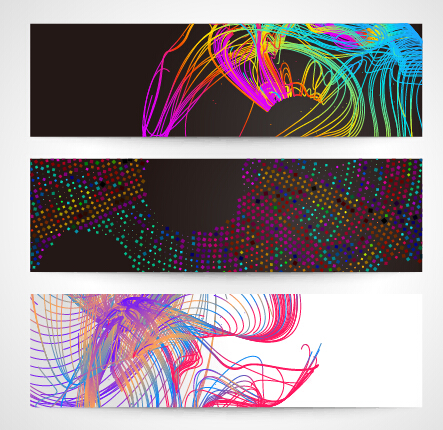 Abstract colored lines banner vector 04