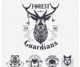 Animal logo illustration vintage vector material 02
