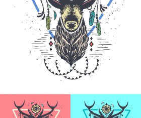 Animal logo illustration vintage vector material 04