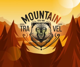 Animal logo illustration vintage vector material 09