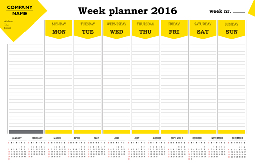 Annual planner 2016 calendar vectors 03