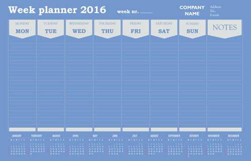 Annual planner 2016 calendar vectors 04