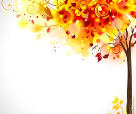Autumn watercolor tree vector material 05