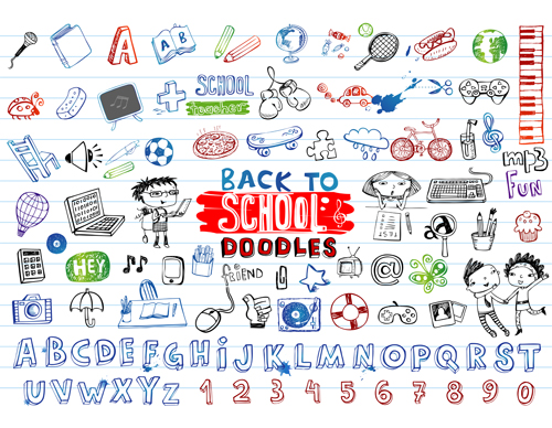 Back to school doodles vector illustration