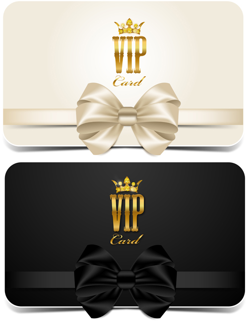 Beautiful bow with VIP invitation card vector 01