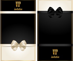 Beautiful bow with VIP invitation card vector 03