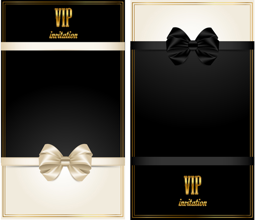 Beautiful bow with VIP invitation card vector 03