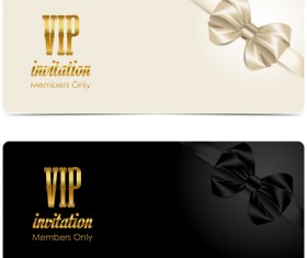 Beautiful bow with VIP invitation card vector 04