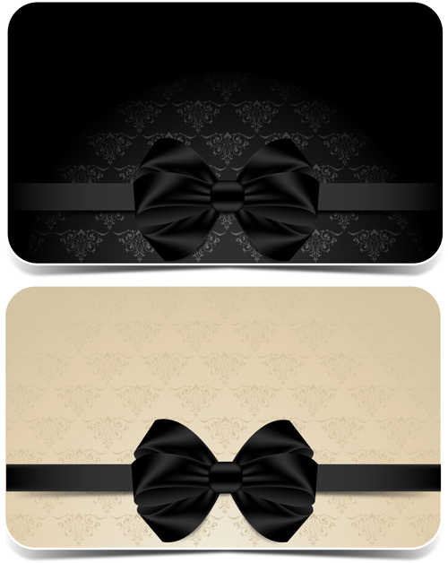 Beautiful bow with VIP invitation card vector 05