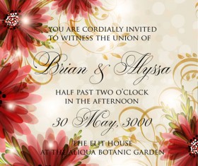 Beautiful flowers wedding Invitation Card vector set 07