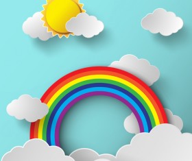 Beautiful  rainbow and cloud vector background